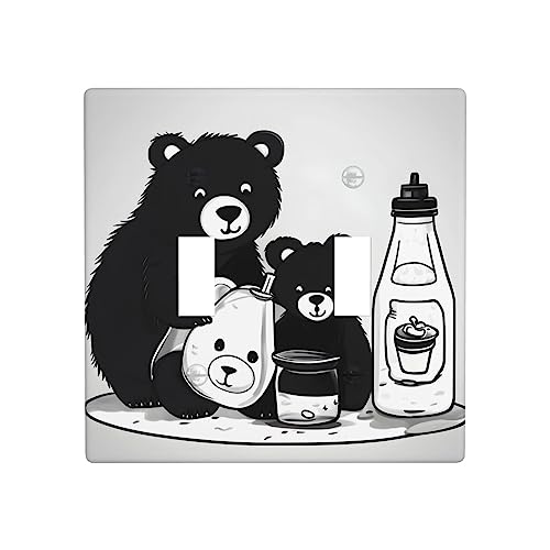 Cute milk bottle bear Durable Decorative Wall Plate Double Switch Cover - PC Material for Living Room, Kitchen, Bedroom