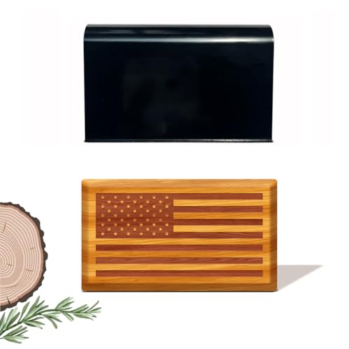 Image of Car Air Freshener - Wood Air Freshener - American US Flag Design - Car Odor Eliminator for Visor Clip - Sun Visor Clip Scent (Teak /Starter Kit)