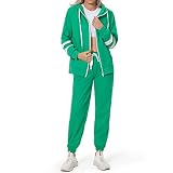 GiGoMai Women's 2 Piece Casual Tracksuit Outfits Long Sleeve Zip Up Hoodie Coat with Color Block Pan