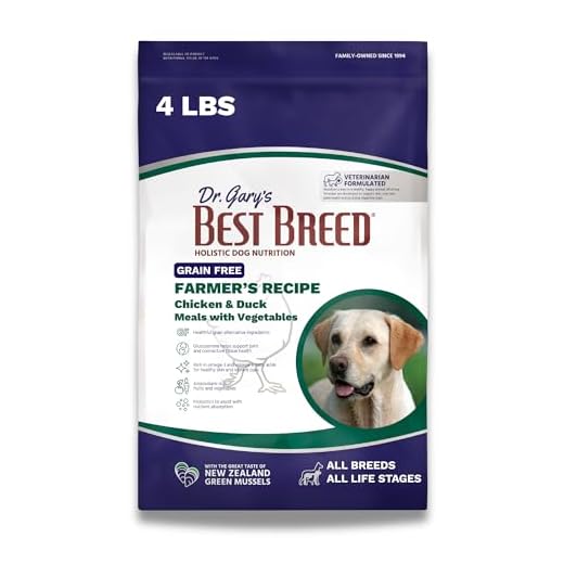 Dr. Gary’s Best Breed Grain-Free Dry Dog Food, Chicken & Duck for Sensitive Stomach & Skin, All Life Stages, Farmer’s Recipe, 4 lb Bag