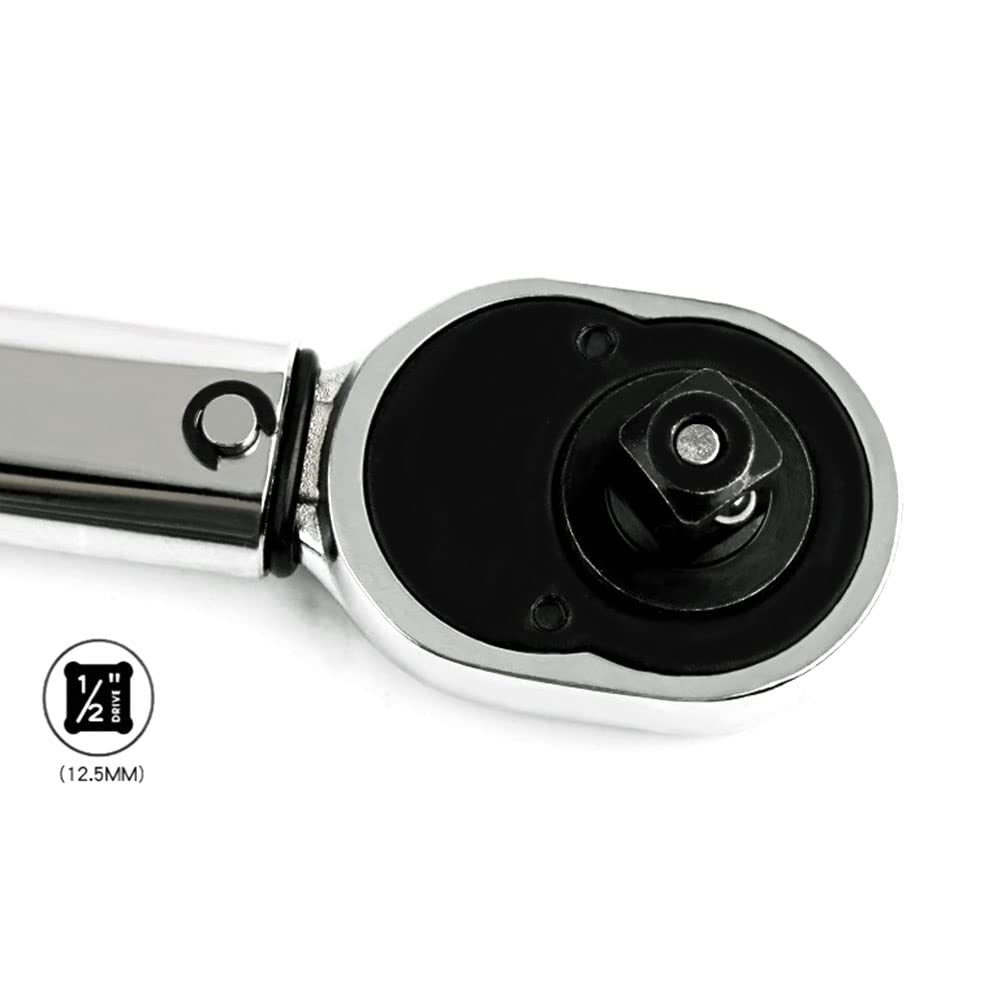 marian Llave dinamométrica de 1/2 pulgada para coche, llave dinamométrica de carraca rápida, color plateado