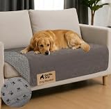 GORILLA GRIP® Waterproof Dog Blanket, Leakproof Couch Cover for Dogs, Silicone Grip Backing, Protects Sofa, Sectional, Bed, Crate, Car & RV, Tear-Resistant Washable Senior Pet Blanket, 50x40, Charcoal