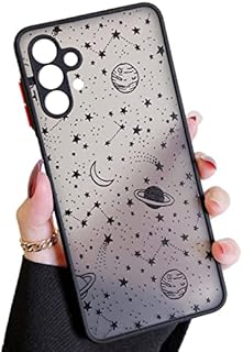 ZTOFERA Compatible with Samsung Galaxy A13 4G/5G & A04s Case, Planet Sky Star Pattern Protective Phone Case Translucent Frosted Hard PC Back Case with Silicone Bumper Shockproof Cover, Black Sky