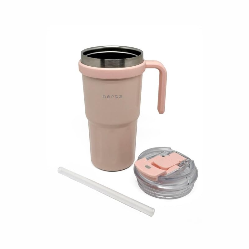 Image of NERTZ Groove Tumbler 600ml Stainless Steel Insulated Double Wall Vacuum Bottle with Straw Lid & Wide Mouth Lid Hot & Cold Leak Proof BPA Free for Gym, Travel, Office
