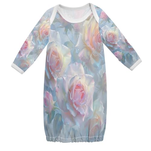senya Nightdress Sleeper Gown Long Sleeve Nightgown Pajamas Roses Twining and Blooming for 3-12 Months