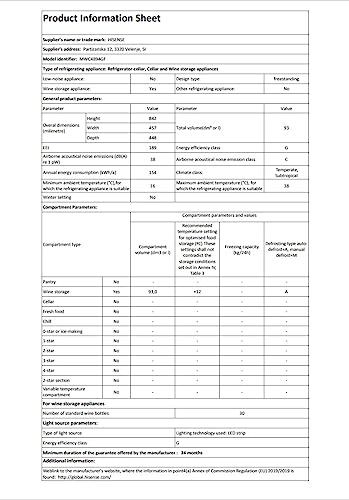 Hisense MWC4894GF - Cantina Vino 30 bottiglie, Monotemperatura, Vetri Anti UV, Ripiani in Legno, Display Touch, Illuminazione Led, Anno 2023 - 14