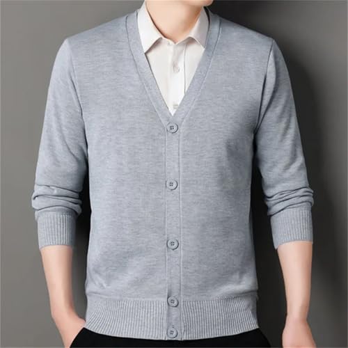 Men's Casual Knit Cardigan V-Neck Solid Color Slim Fit Knitted Sweater3