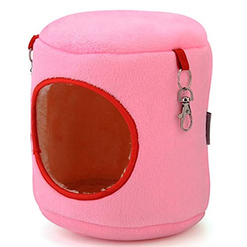 Julymall Winter-Hamsterkäfig, für Kleintiere, Kaninchen, Meerschweinchen, Hamster, Käfig-Bett, Eichhörnchenhaus, Igelnest (16 x 16 x 16 cm, Rosa) Cover