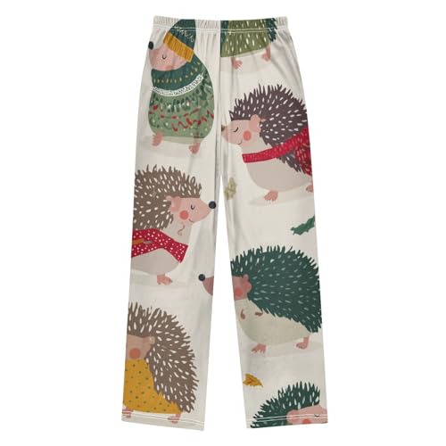 Hedgehog and Leaf Boys Long Pants Soft Trousers Elastic Waist Kids Lounge Bottoms with Pockets S-XL2