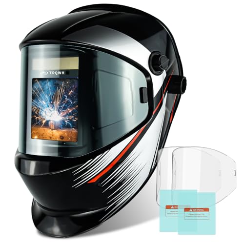 Image of TRQWH Welding Helmet Auto Darkening Large Viewing True Color Solar Powered Welding Mask with 4 Arc Sensor Adjustable Wide Shade Range 4~5-8/9-13 Welder Mask with Grinding (TA-KY650A-BL)