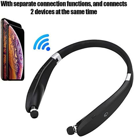 gernie Bluetooth Neckband Headphones, 16H Playtime, Noise Isolating Earbuds, Foldable Design, Retractable Earbuds, Sports Sweatproof, Crystal Clear Calls (Black) - Image 2
