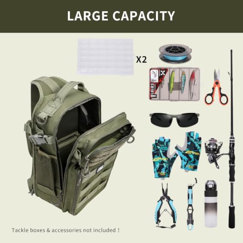 Image of Fishing Backpack with Rod Holder, Fishing Tackle Bag