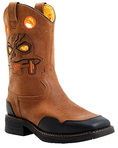 Cody James Boys' Skull Work Boot Broad Square Toe - Bcbsp22p20