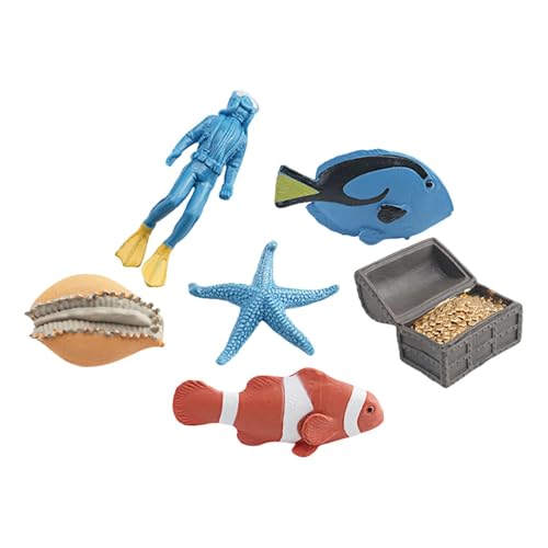 TTETTZ 6 Stück Marine Leben Figuren Mini Meerestier Modell Ornament Pädagogisches Spielset Unterwasser Tierfigur für Jungen Mädchen Unterricht Woh, 1603
