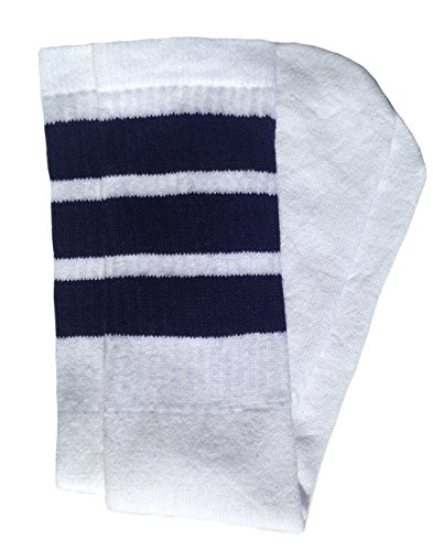 Tube chaussettes rétro Skater Socks 19 inch blanc bleu marine sport