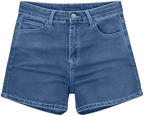 Jeans Shorts for Women Casual Wide Leg Short Pants Summer Straight High Waist Button Denim Shorts with Pockets Light Blue Medium — view 6