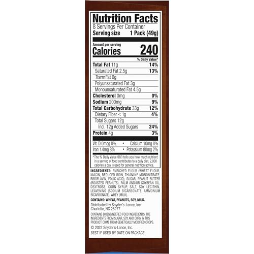 Lance Nekot Peanut Butter Sandwich Cookies Snack Packs, 8 Count 1.75 Oz - image 6
