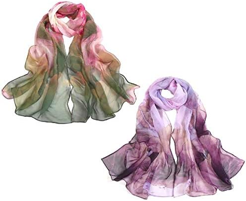 Acotavie 2 Pcs Scarfs for Women Lightweight Scarves Fashion Floral Print Shawls Holiday Gifts Scarf (A14)