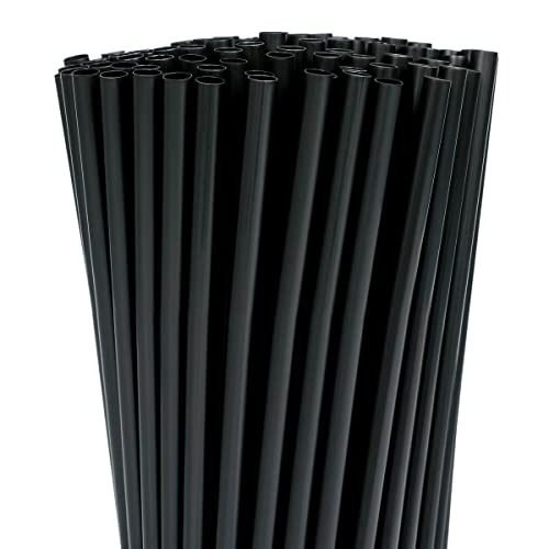 Black Straws,200 Pcs Long Disposable Plastic Drinking Straws. (0.23''diameter and 10.2