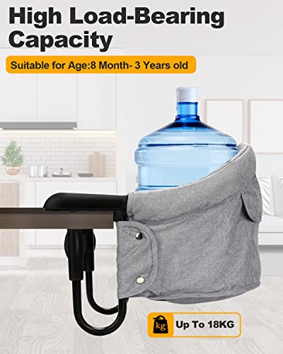 Athradies Hook On High Chair With Mat, Clip On High Chairs For Babies And Toddlers, High Chair That Attaches To Table, Portable High Chair For Travel, Travel High Chair With Carrying Bag,Grey #TOP4