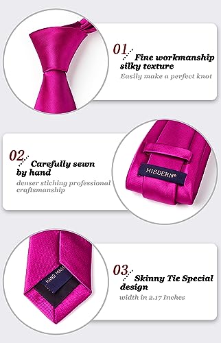 Image of HISDERN Mens Solid Color Ties Formal Satin Necktie and Pocket Square Set Classic Wedding Business Tie & Handkerchief