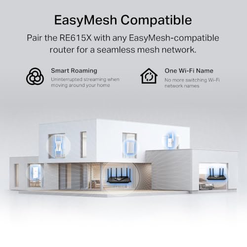 TP-Link RE615X AX1800 WiFi 6 Range Extender w/Ethernet Port | 1.8G Dual-Band Wireless Repeater Amplifier | Up to 2100 Sq. Ft., 64 Devices | Internet Signal Booster | APP Setup | EasyMesh Compatible - Image 5