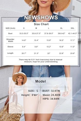Image of Newshows Womens Spring Cardigan Sweaters Lightweight Short Sleeve Button Down Shirts Ribbed Knit Blouse Tops 2026 Trendy