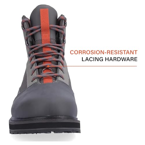 Simms Tributary Rubber Sole Wading Boots for Men and Women - Rugged Fishing Shoes with Ankle Support and Traction Control - Basalt - 8