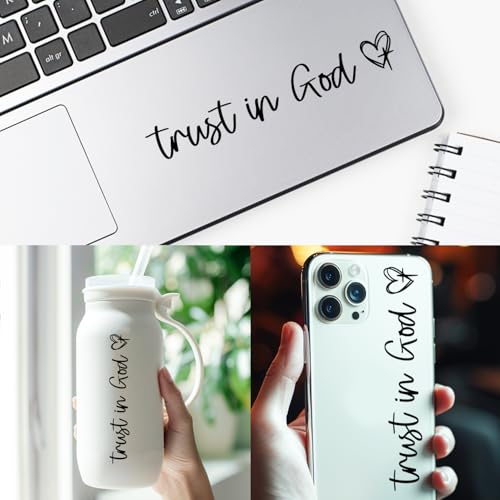 Image of 3X Black Trust in God Mirror Sticker for Cars - Trust in God Car Stickers - Christian Stickers Rear View Mirror Accessories - Christian Car Decals for Men and Women, Girl Car Accessories