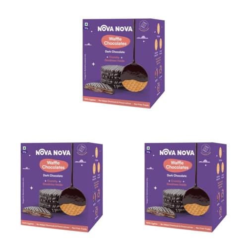 Image of Nova Nova Dark Waffle Chocolates - Box of 6 - Vegetarian, 100% Eggless | No Added Preservatives (120g) (Pack of 3)