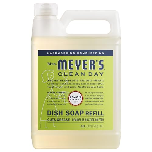 MRS. MEYER'S CLEAN DAY Liquid Dish Soap Refill, Lemon Verbena (48 Fl Oz (Pack of 1))