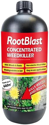 RootBlast 72g/L Glyphosate Garden Weedkiller 1L Concentrate - Kills weeds and roots - 1L makes up to 10L - covers up to 660 sqm