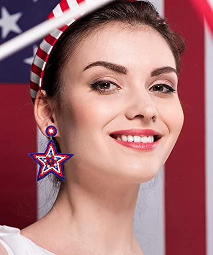 American-Flag-Earrings-4th-of-July-Earrings-for-Women-Beaded-Heart-Star-Flag-Dangle-Drop-Earrings-Handmade-Independence-Day-Patriotic-Earrings-Holiday-Gifts