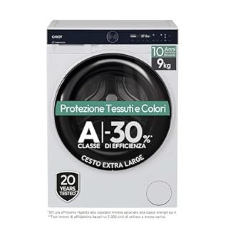 Candy ProWash 700 Lavatrice 9 Kg, Libera Installazione, Carica Frontale, Classe A-30%, 1400 Giri, 16 Programmi, Connessa, Funzione Partenza ritardata, AxLxP 85x60x58 cm, Bianca - BS 49B9-S [Classe A]