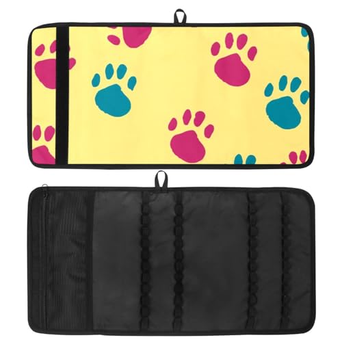 Astuccio estetico Sacchetto di matita Zampe colorate Sfondo Scatola di giallo