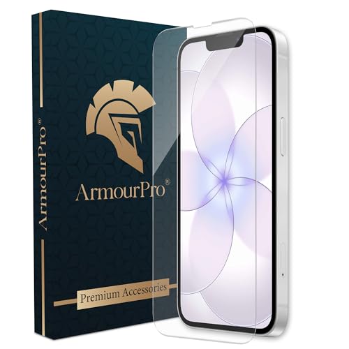 Image of ArmourPro Military-Grade Gorilla Borderless Tempered Glass for iPhone 17E, 16E, 14 and iPhone 13 (6.1 Inches) with Installation Kit | Anti Dust Mesh Filter, 9H Hardness Shatterproof, Full Screen Coverage