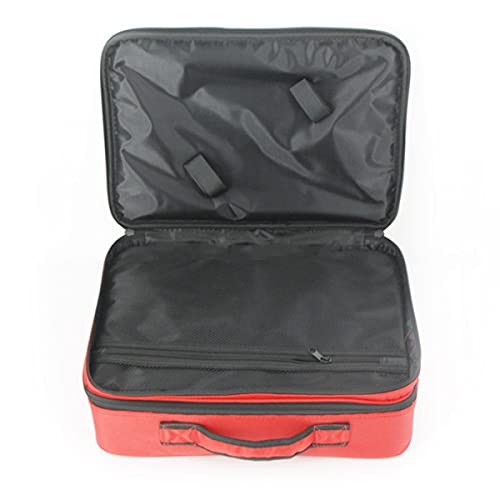 Image of Adson Large Makeup Bag 3 Layers Professional Train Cosmetic Bag Makeup Organizer Case Portable Artist Storage Brush Box with Adjustable Dividers and Strap for Makeup Accessories (Red)