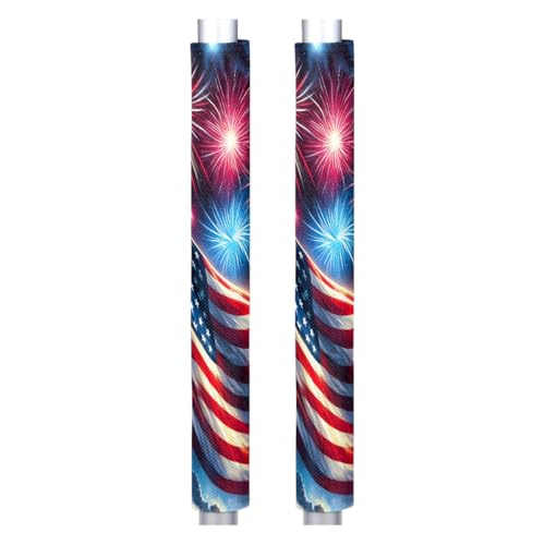 Image of Refrigerator Door Handle Covers Set of 2 Fireworks American Flag Washable Fridge Dishwasher Mocrowave Oven Stove Decor Protector Handle Cover Keep Kitchen Appliance Clean from Food Stains Decorate