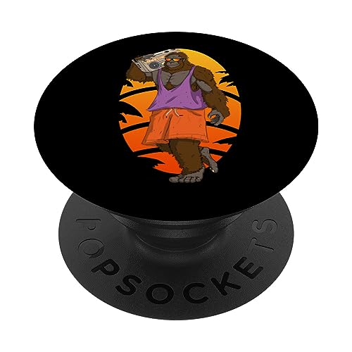 Funny Bigfoot Rétro Hommes Femmes Enfants Vintage Coucher de Soleil PopSockets PopGrip Adhésif