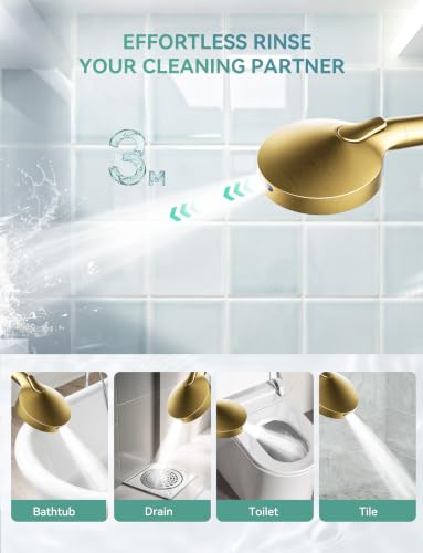 Image of Magichome Shower Head with Handheld, High Pressure 10-Spray Detachable Chrome Showerhead with Stainless Steel Hose,Brushed Gold