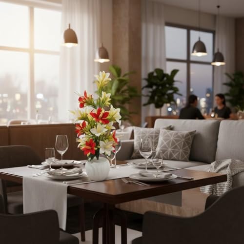 Image of Artificial Flowers with Pot for Home Decor | Big Size Artificial Plants for Living Room Decor | Premium Artificial Flower Vase for Living Room, Bedroom & Hall