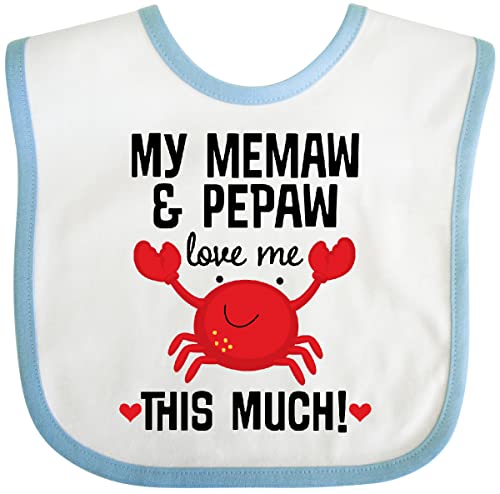 inktastic Memaw and Pepaw Love Me Baby Bib White and Blue 4239f