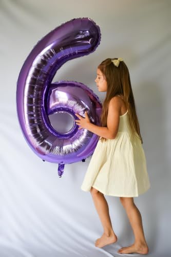 Image of Number Balloons Purple 9 Balloon 40 inch for 9th Birthday Party Decorations | Saturated Color, Large 40 in, With Straw & Hanging Hole, For Back-to-School Season, Wedding, Christmas, New Year, Anniversary