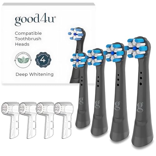 Good4u® - Recambios Compatibles con Cepillo Oral B iO, Pack de 4 Cabezales Cepillo Eléctrico con Fundas de Alta Precisión, Para Limpieza Dental Profesional (Negro)