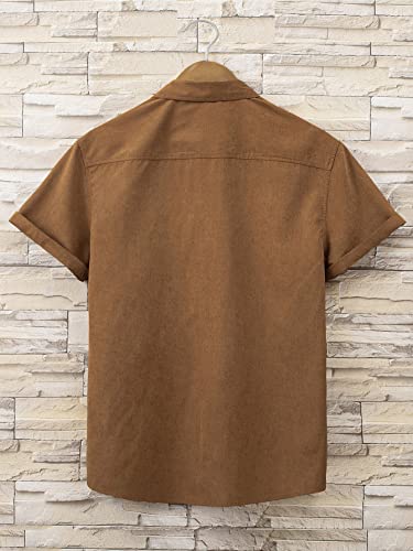 Verdusa Men's Casual Button Down Shirt Short Sleeve Collared Top2