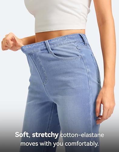 Image of Rammus Straight Leg Jeans for Women | Stretchy, Pull on, Sweatpant Jean, High Waisted, Denim Pants, Trendy, Jeggings, Bootcut, Comfortable