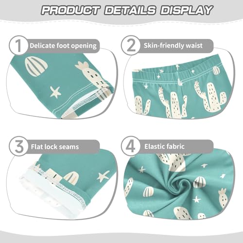 ALAZA Girls' Leggings Children's Yoga Pants Skinny Printed Dance Cactus Green Comfortable 4T2