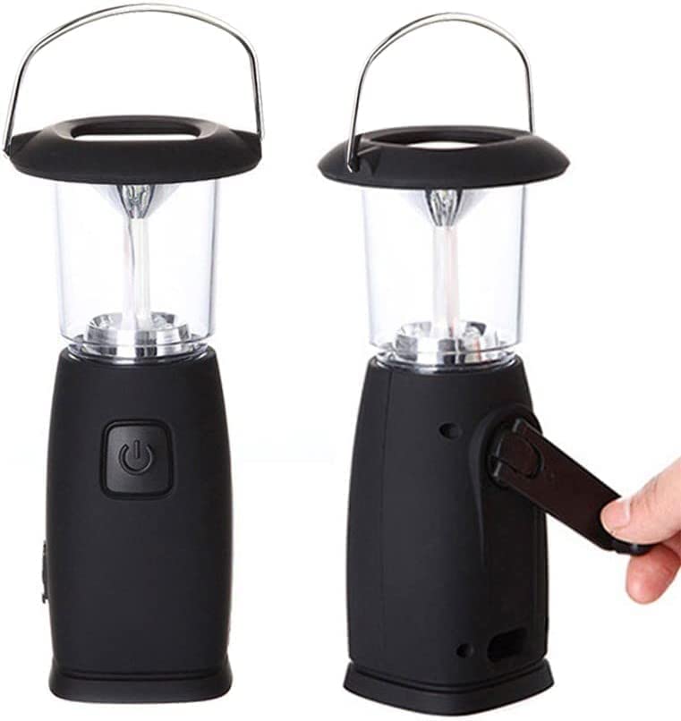 Lot de 2 lanternes solaires à manivelle dynamo LED pour camping, chasse, randonnée, voile, voyage, urgence coupée