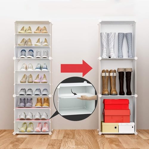Image of AYSIS ๐ ๐๐ข๐๐ซ Shoe Rack for Home with Transparent Doors, Modular Dustproof Shoe Storage Cabinet, Foldable Plastic Space Saving Shoe Stand Organizer for Entryway, Bedroom & Living Room - White