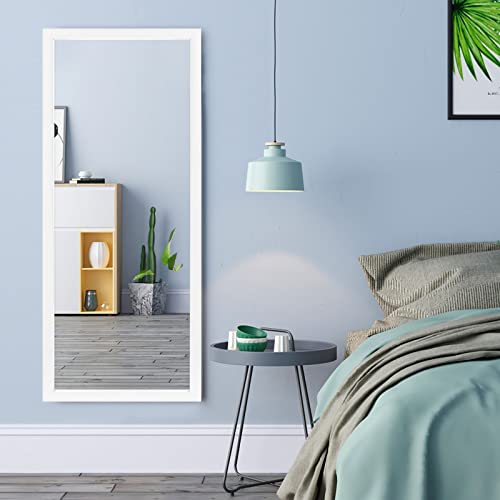 Image of PexFix Full Length Floor Mirror Floor Stand up or Wall Mounted Mirror Mirror Full Length with Thin Frame Mirror,White,44''x16'' (USAM019)